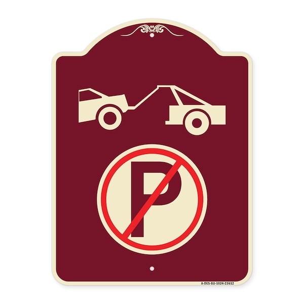 Signmission No Parking Tow Away Zone Symbol Heavy-Gauge Aluminum Architectural Sign, 24" x 18", BU-1824-23612 A-DES-BU-1824-23612 - main